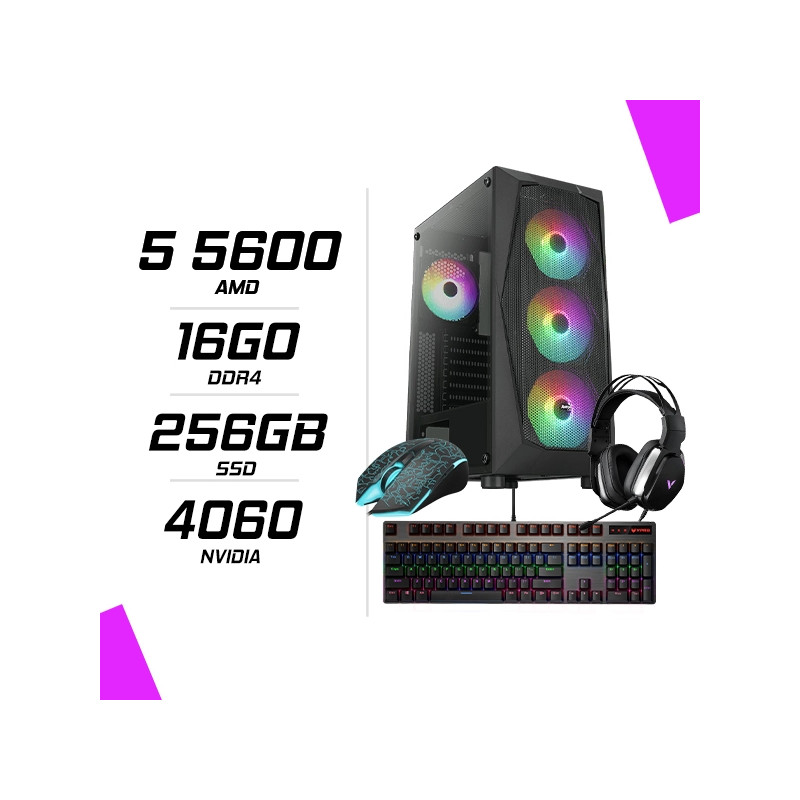 PC Gamer Ryzen 5 5600 RTX 4060 + combo Rapoo PC Gamer Ryzen 5 5600 RTX 4060 + combo Rapoo