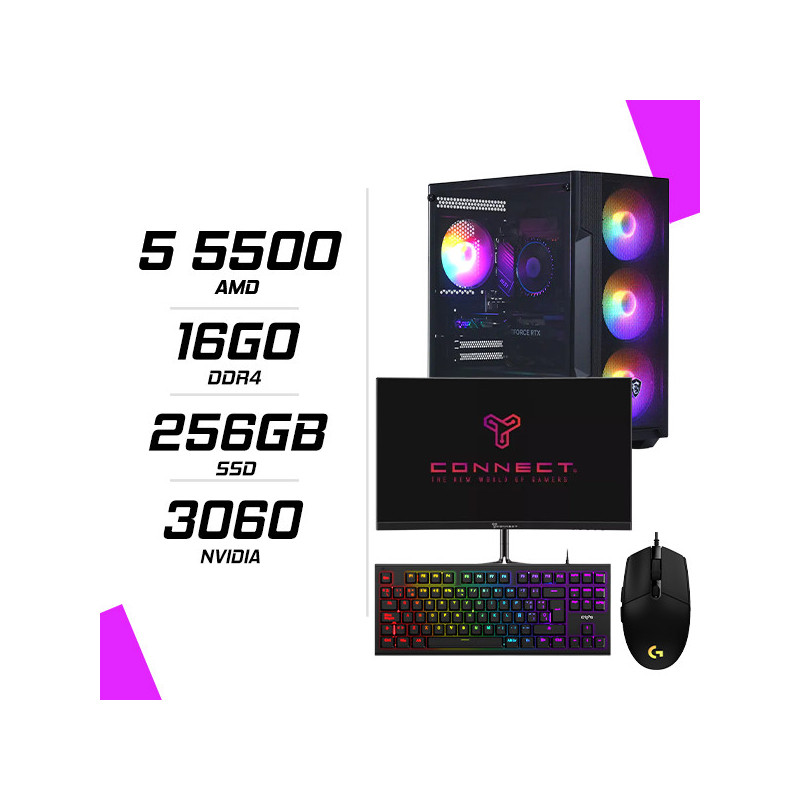 PC Gamer AMD Ryzen5 5500 RTX 3060 + Ecran 24″ 180Hz + Combo PC Gamer AMD Ryzen5 5500 RTX 3060 + Ecran 24″ 180Hz + Combo