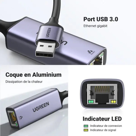 Ugreen Adaptateur Aliminium USB 3.0 to RJ45 (50922)
