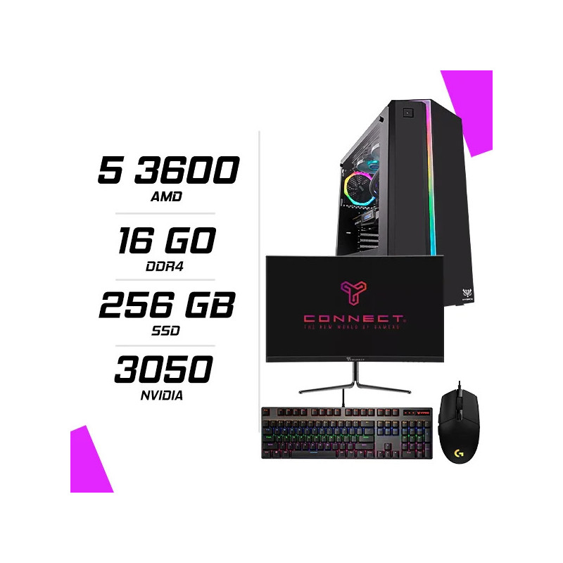 PC Gamer AMD Ryzen 5 3600 RTX 3050 6G + Ecran 24″ + Combo PC Gamer AMD Ryzen 5 3600 RTX 3050 6G + Ecran 24″ + Combo