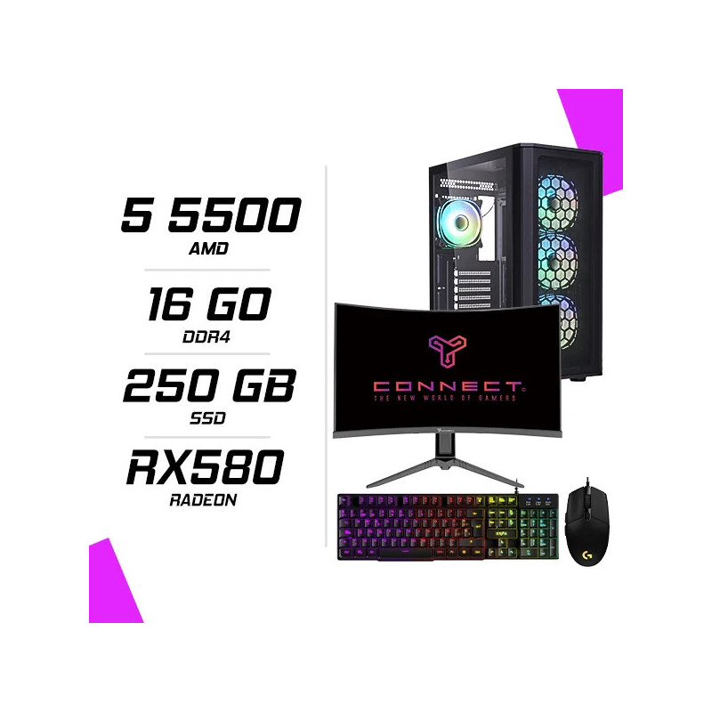 PC Gamer AMD Ryzen5 5500 RX580 8G + Ecran 24″ 180Hz + Combo PC Gamer AMD Ryzen5 5500 RX580 8G + Ecran 24″ 180Hz + Combo