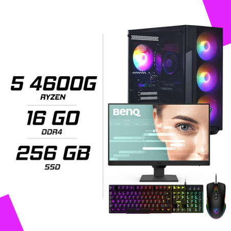 PC Gamer AMD Ryzen 5 4600G + Ecran 23.8″ IPS 100Hz + Clavier et Souris