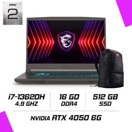 MSI THIN 15 B13VE-2659MA Intel i7-13620H/16GB DDR4/512GB SSD/RTX 4050 6GB/15.6″ 144Hz/Win11 - PC Portable Gamer