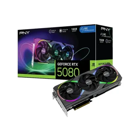 PNY GeForce RTX 5080 16GB ARGB EPIC-X RGB OC Triple Fan - Carte graphique
