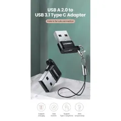 UGREEN ADAPTATEUR USB-A MALE 2.0 TO USB-C FEMALE NOIR (50568)