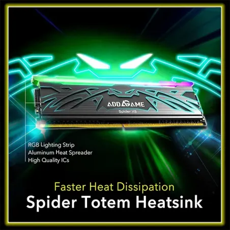 Addlink AddGame Spider X5 RGB 32GB (2x16GB) DDR5 5600MHZ CL40 Mémoire avec Heatsink - Silver | AG16GB56C40X5USX2