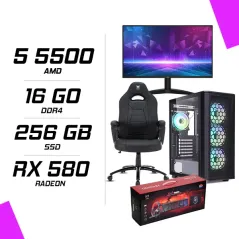 PC Gamer AMD Ryzen 5 5500 RX 580 8GB + AOC 24B36H 23.8" 120Hz + HYBROK HPG200 + Hybrok Fighter