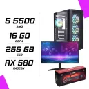 PC Gamer AMD Ryzen 5 5500 RX 580 8GB + AOC 24B36H 23.8" 120Hz + HYBROK HPG200 PC Gamer AMD Ryzen 5 5500 RX 580 8GB + AOC 24B36H 23.8" 120Hz + HYBROK HPG200