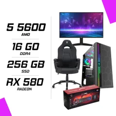 PC Gamer AMD Ryzen 5 5600 RX 580 8GB + AOC 24B36H 23.8" 120Hz + HYBROK HPG200 + Hybrok Fighter