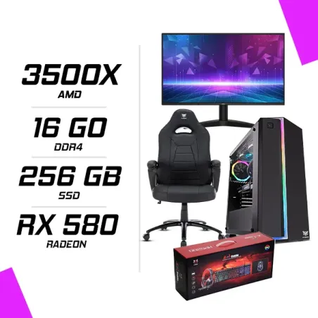 PC Gamer AMD Ryzen 5 3500X RX 580 8GB + AOC 24B36H 23.8" 120Hz + HYBROK HPG200 + Hybrok Fighter