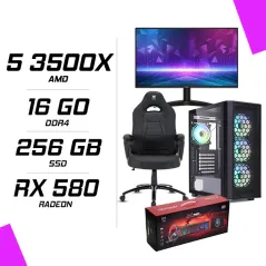 PC Gamer AMD Ryzen 5 3500X RX 580 8GB + AOC 24B36H 23.8" 120Hz + HYBROK HPG200 + Hybrok Fighter