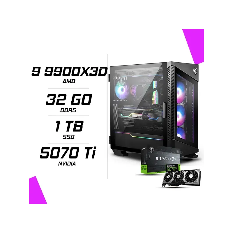 PC Gamer AMD Ryzen 9 9900X3D MSI RTX 5070 Ti 16G PC Gamer AMD Ryzen 9 9900X3D MSI RTX 5070 Ti 16G