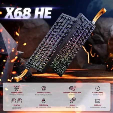 ATTACK SHARK X68 HE Noir Contour (Magnetic Switch)