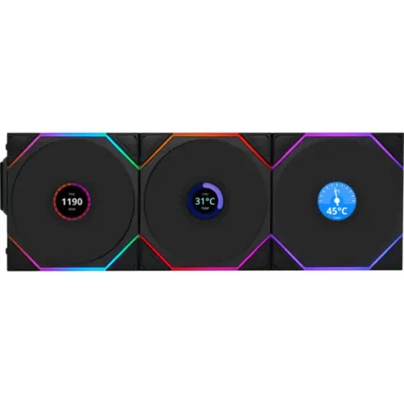 LIAN LI UNI FAN TL LCD 120 WIRELESS RGB Noir - Pack de 3