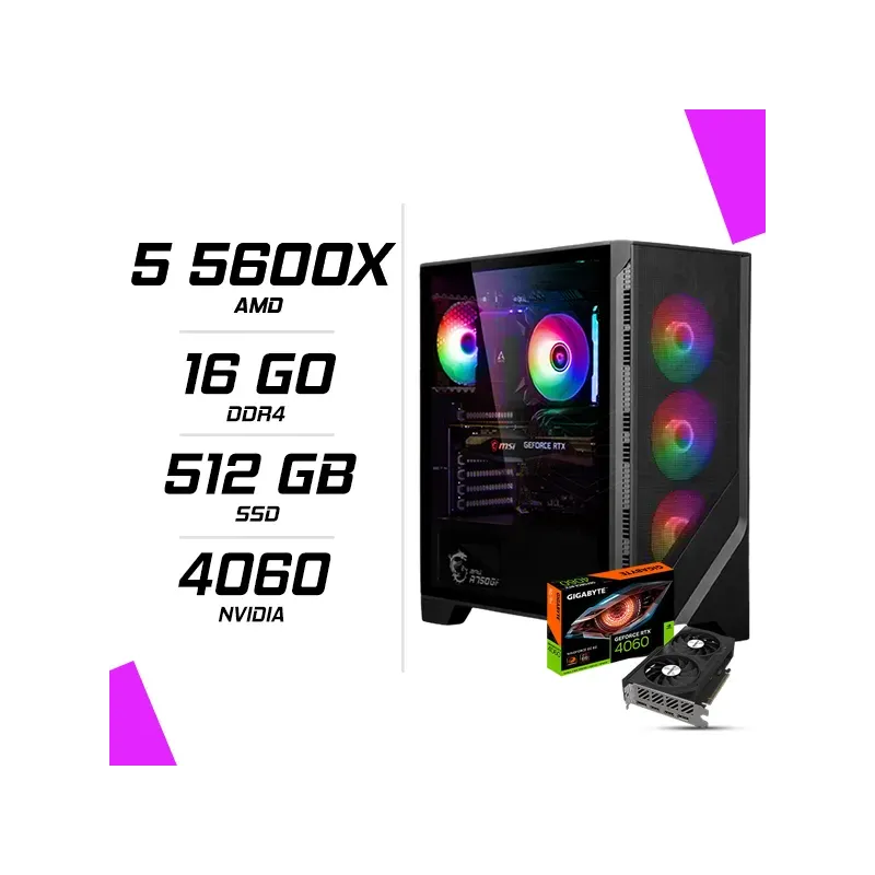 PC Gamer AMD Ryzen 5 5600X RTX 4060 8G PC Gamer AMD Ryzen 5 5600X RTX 4060 8G